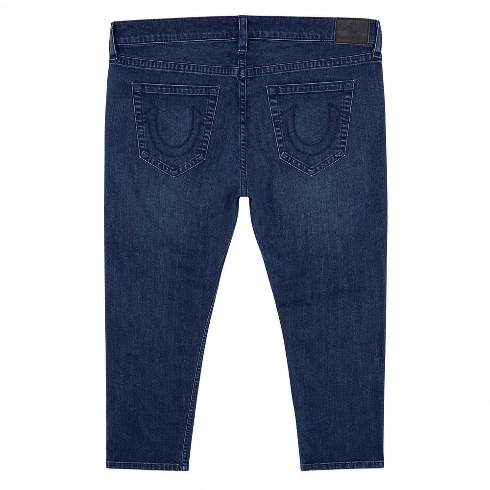 True Religion Jeans Mens 44x33 Geno Relaxed Slim Streetwear USA Denim Dark Blue
